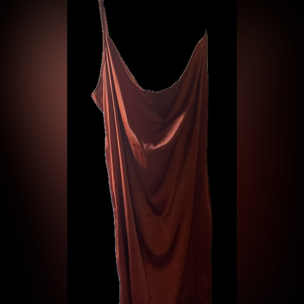 Rust Satin Cowl Neck dress